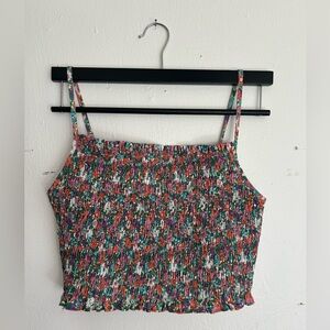 Floral Scrunch Women's Tube Top With Spaghetti Straps